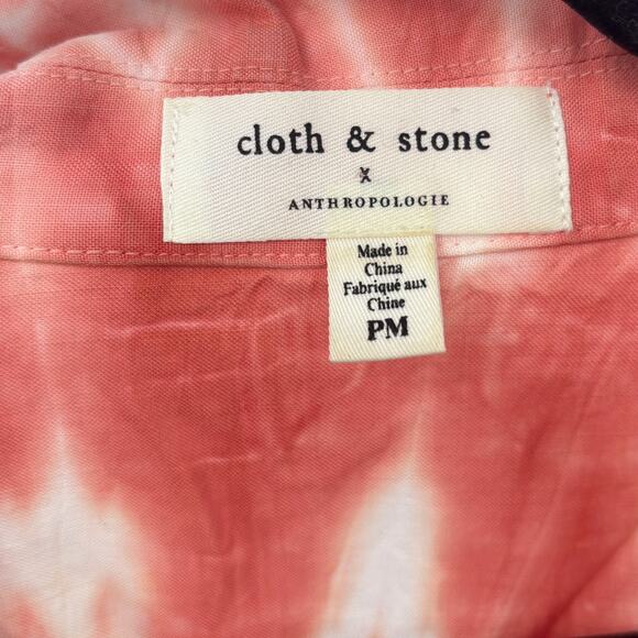 Cloth & Stone x Anthropologie Orange & White Tie Dye Button Down Top Sz M Petite - Picture 4 of 5